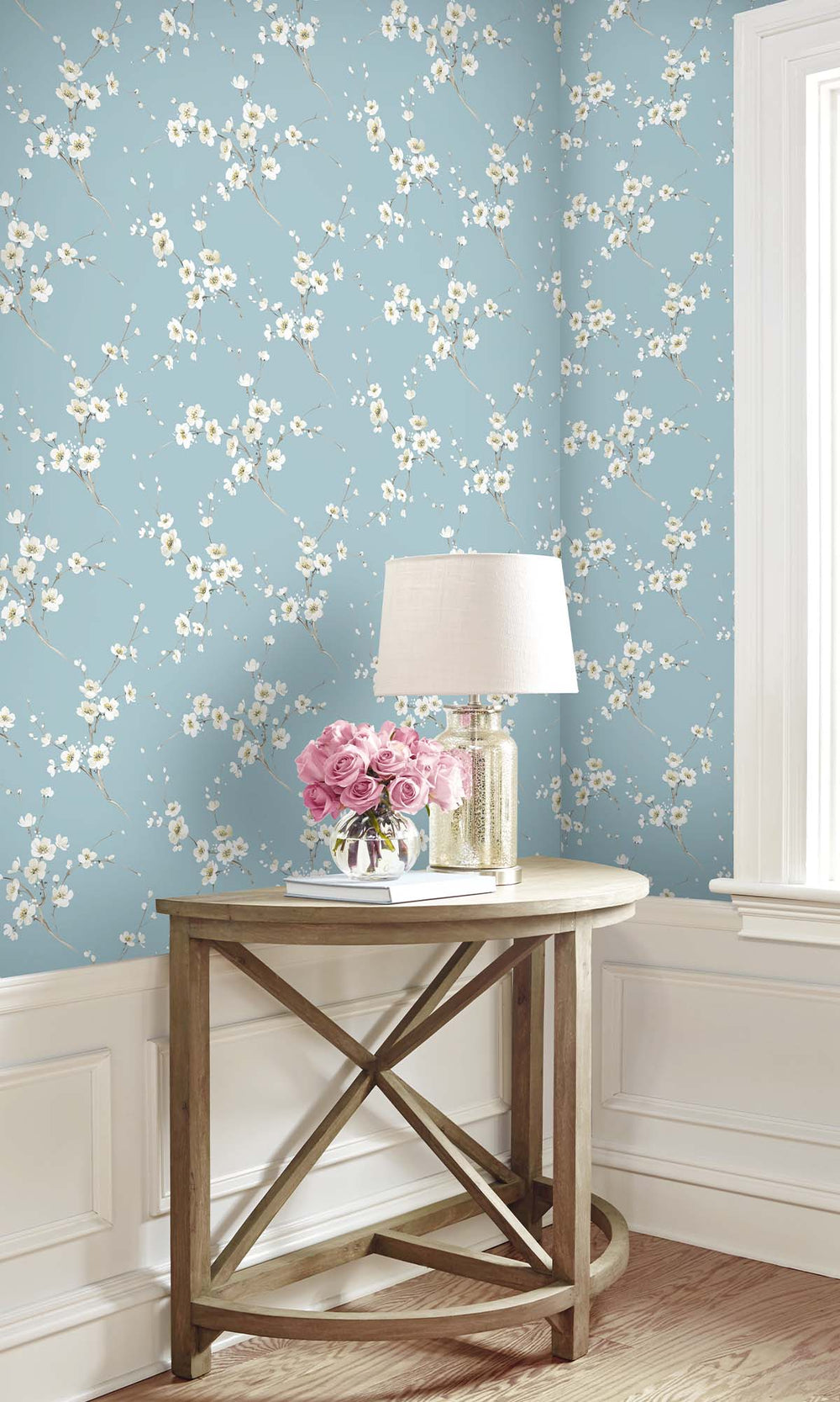 Starlight Blue Sakura Blossoms Peel & Stick Wallpaper RPS10518