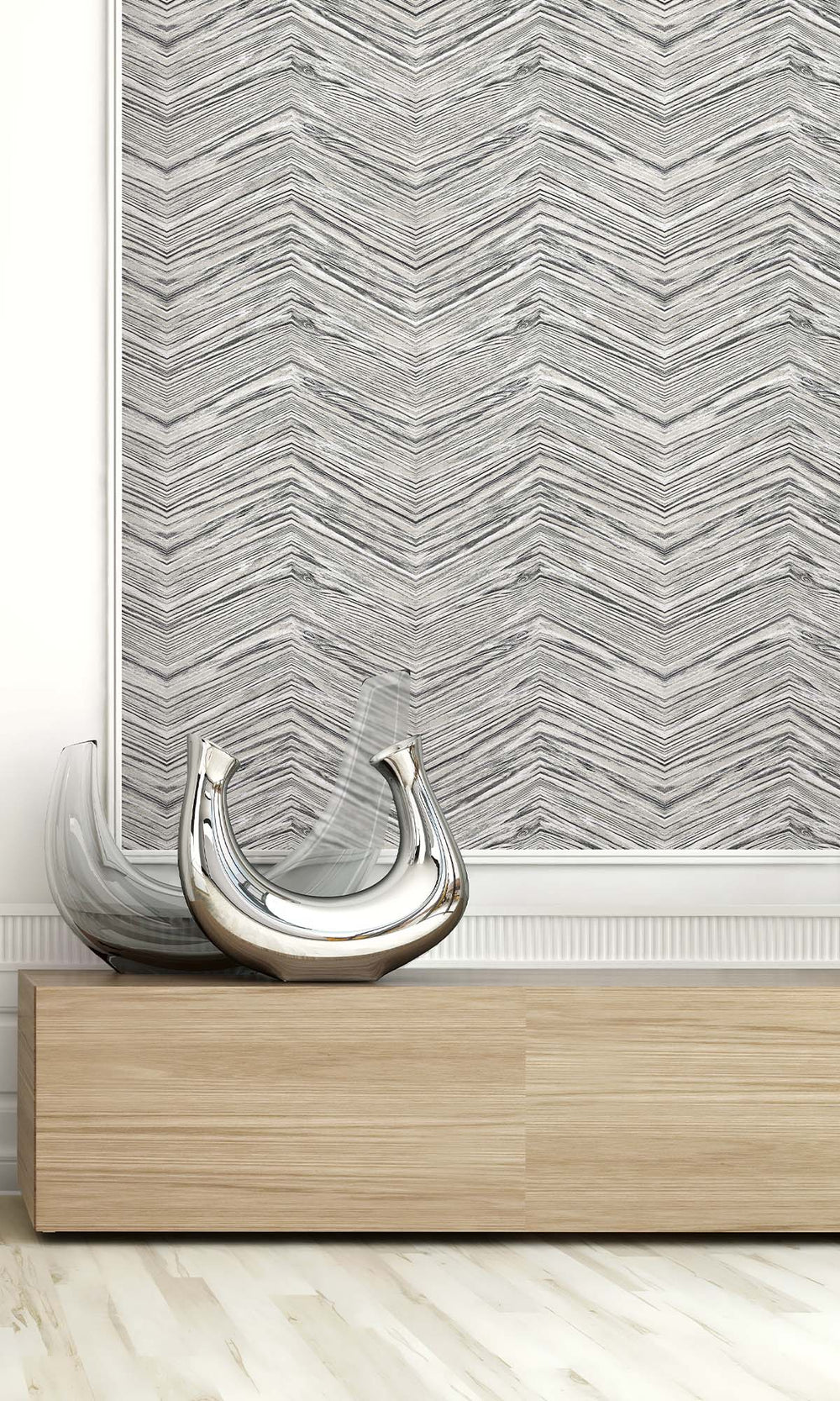 Tasman Gray Rustic Chevron Peel & Stick Wallpaper RPS10520