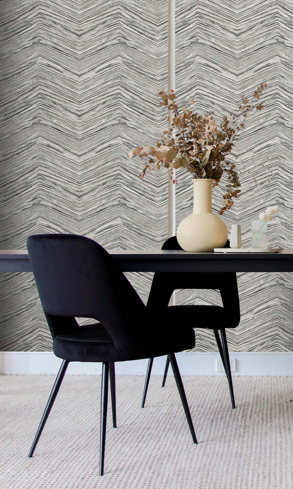 Tasman Gray Rustic Chevron Peel & Stick Wallpaper RPS10520