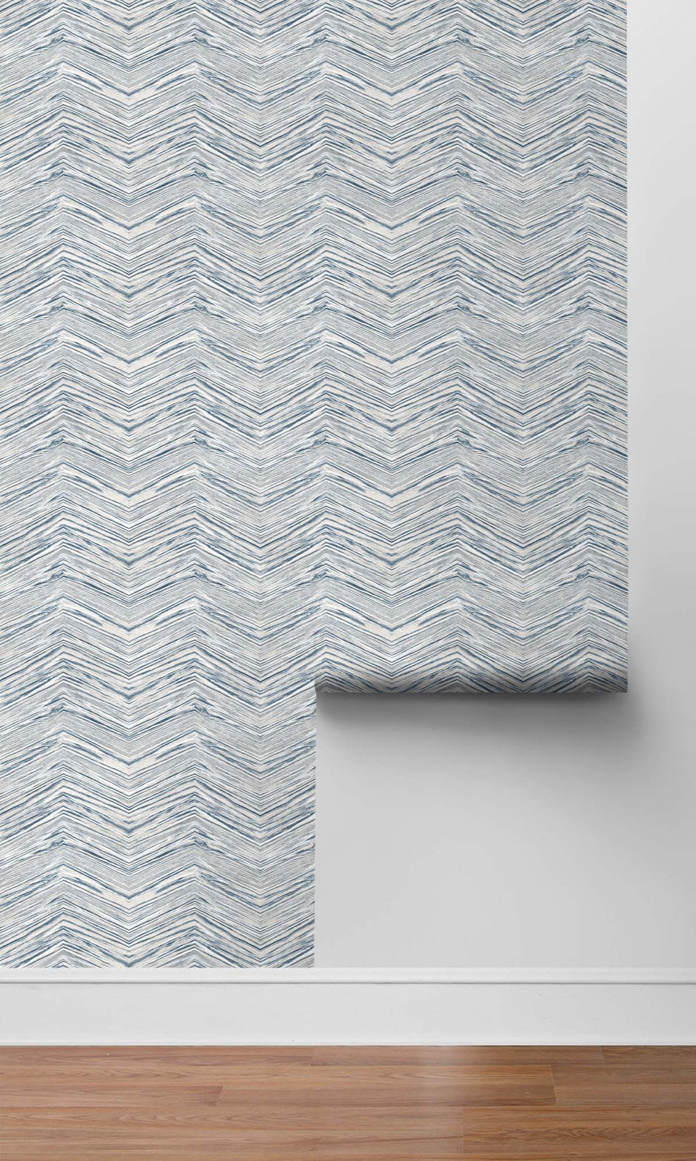 Annapolis Blue Rustic Chevron Peel & Stick Wallpaper RPS10521