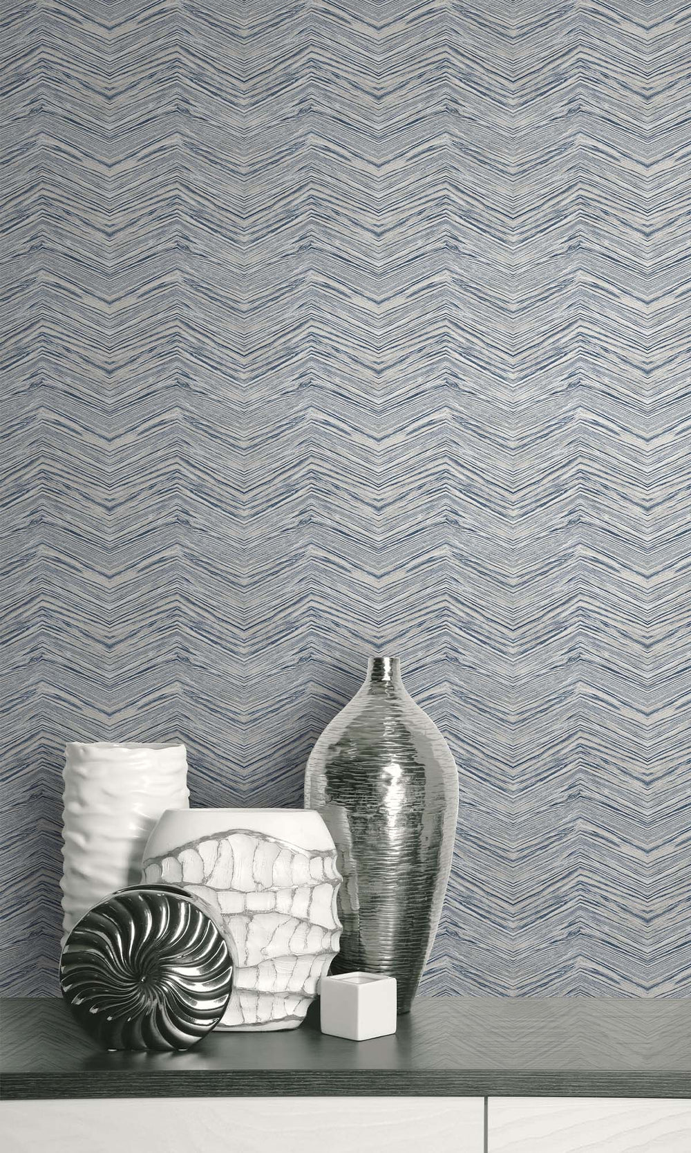 Annapolis Blue Rustic Chevron Peel & Stick Wallpaper RPS10521