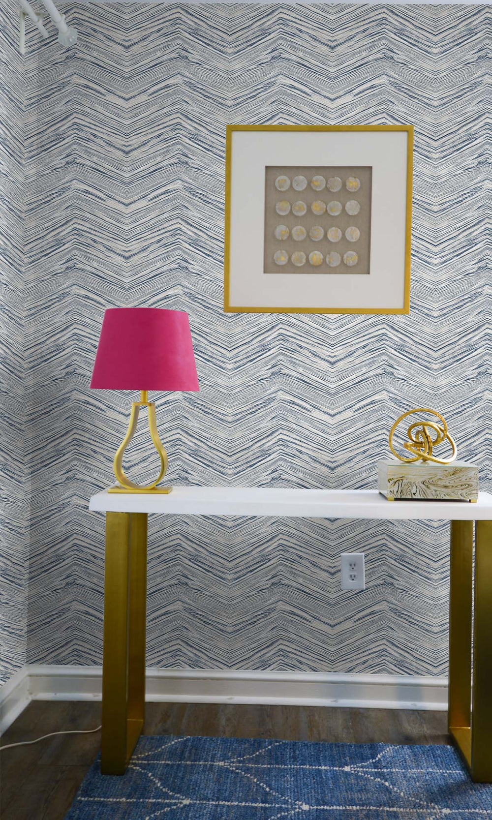 Annapolis Blue Rustic Chevron Peel & Stick Wallpaper RPS10521