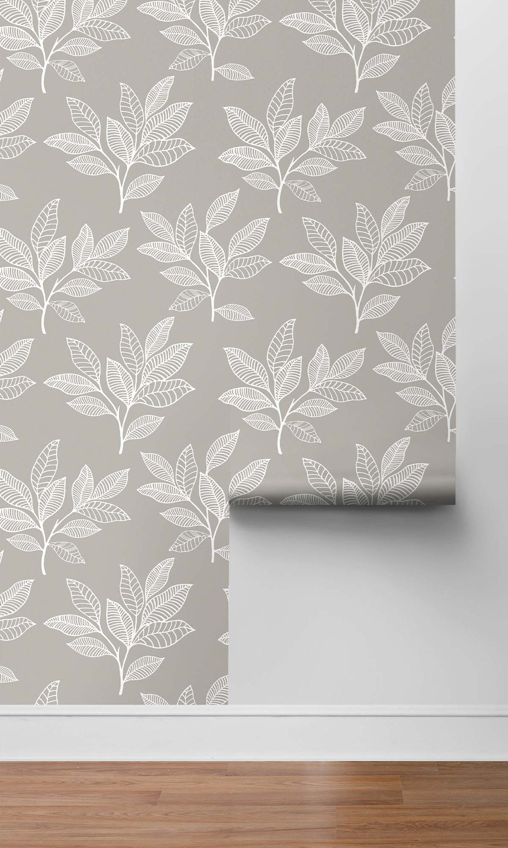 Silver Sand Boho Leaves Peel & Stick Wallpaper RPS10522