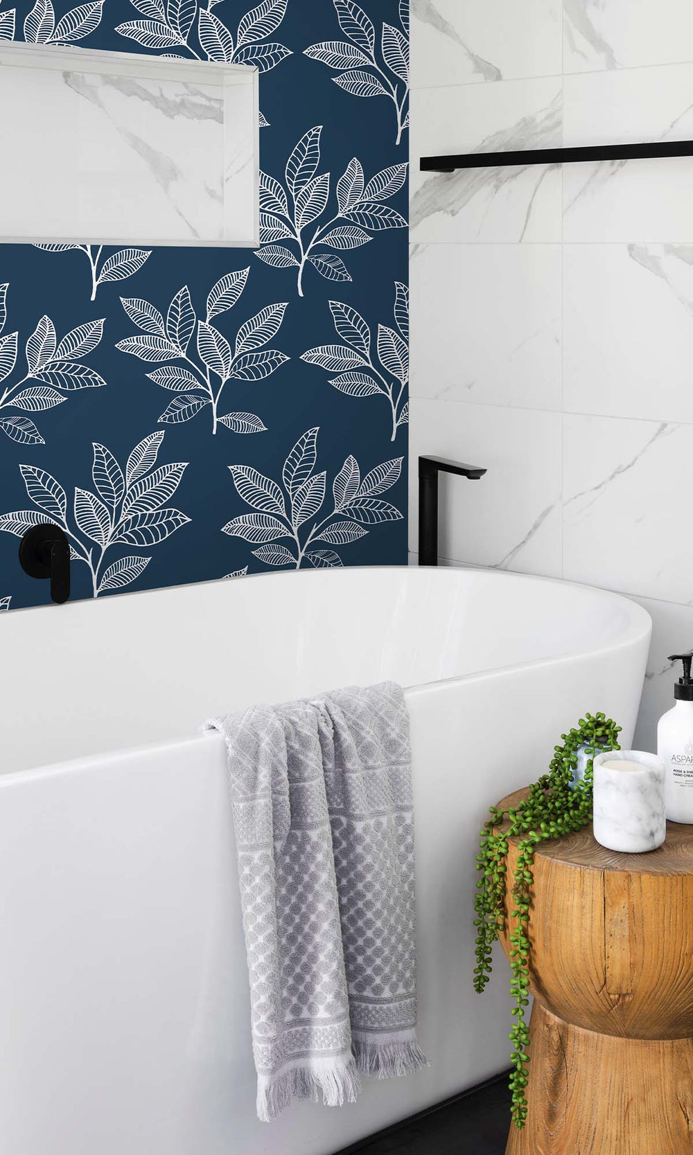 Dilly Blue Boho Leaves Peel & Stick Wallpaper RPS10523