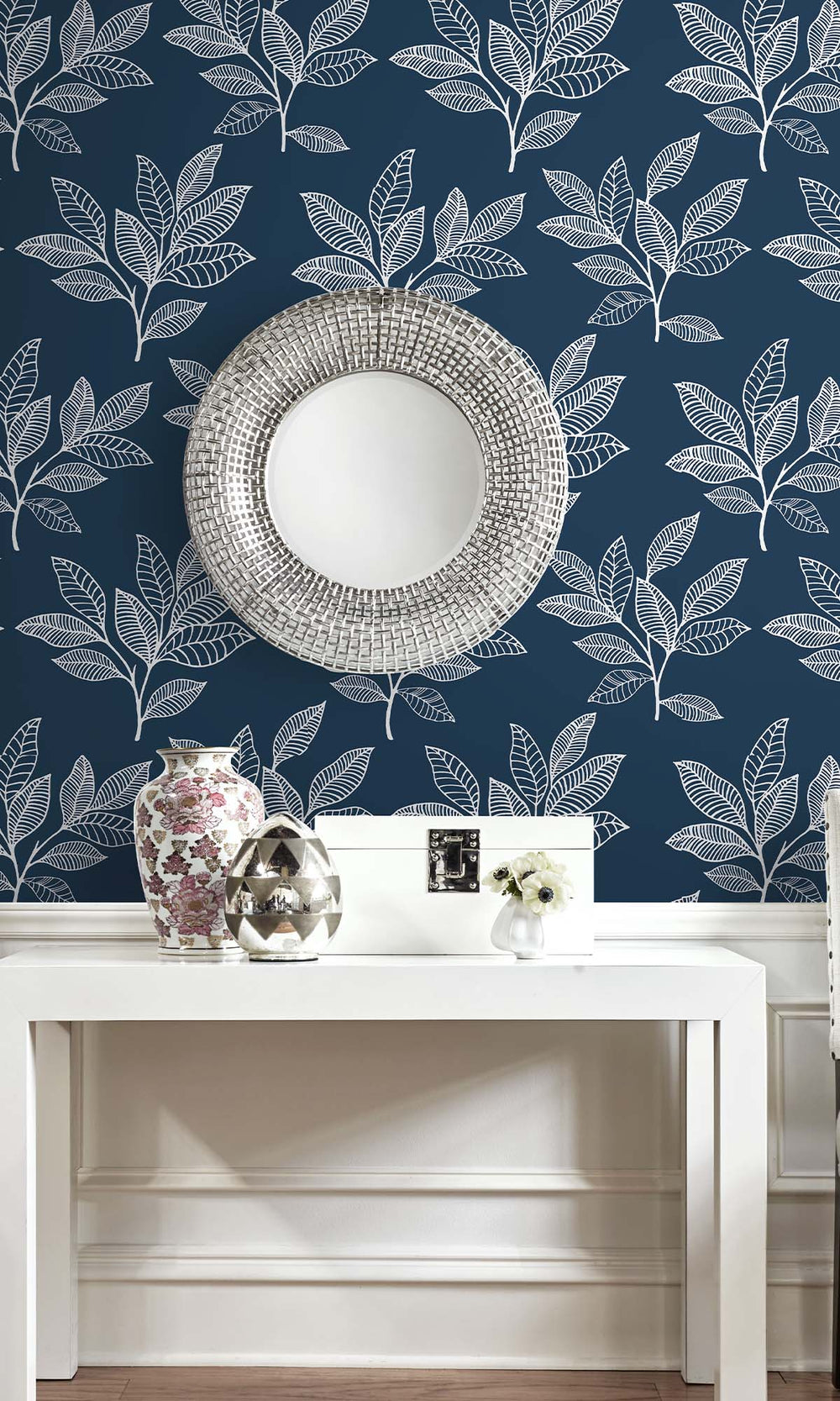 Dilly Blue Boho Leaves Peel & Stick Wallpaper RPS10523