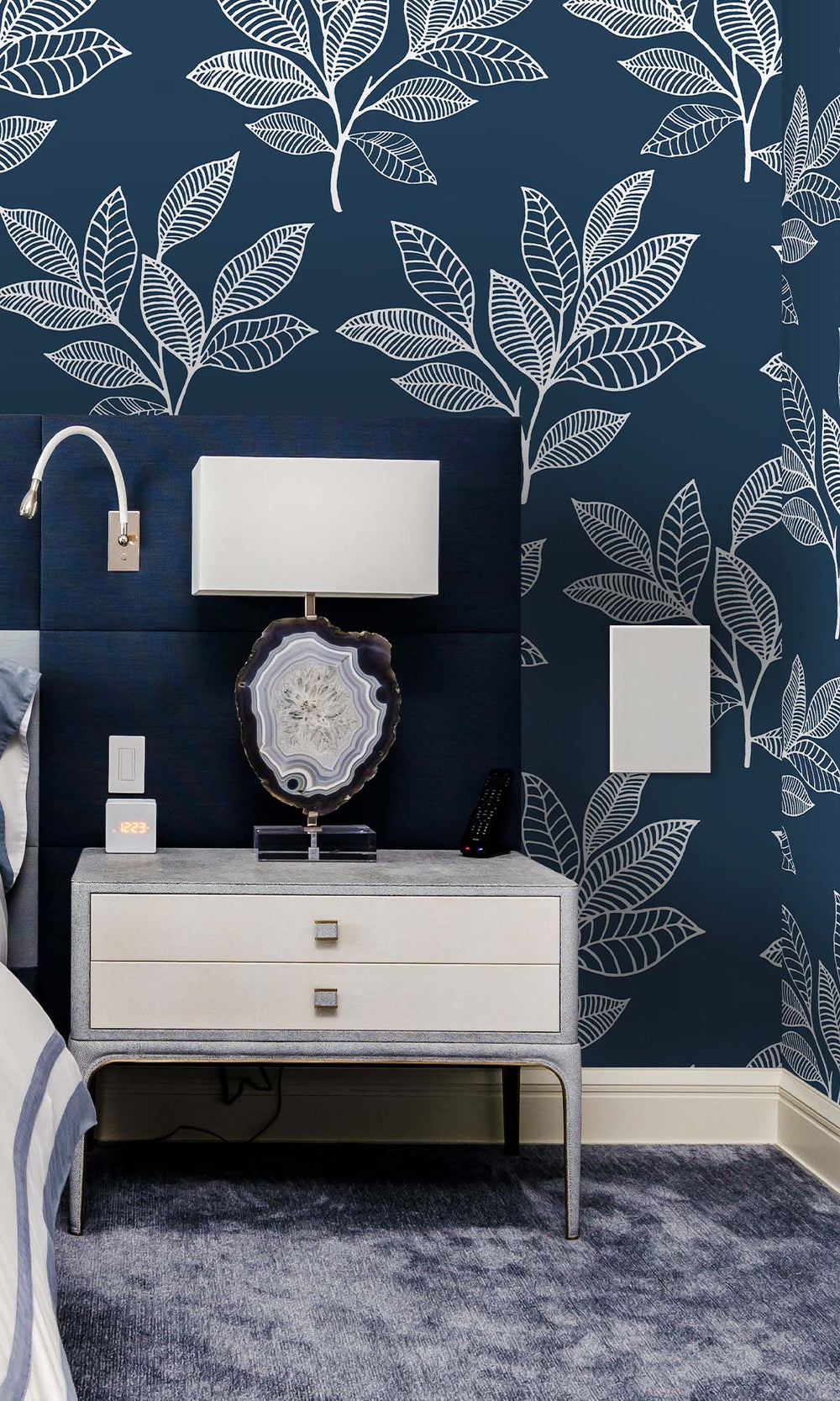 Dilly Blue Boho Leaves Peel & Stick Wallpaper RPS10523