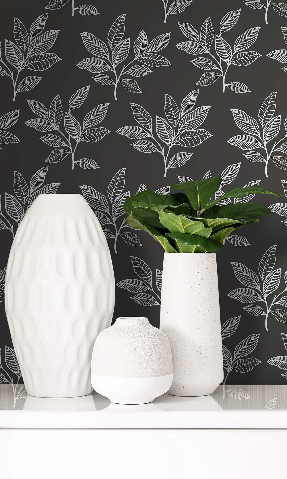 Onyx Boho Leaves Peel & Stick Wallpaper RPS10524