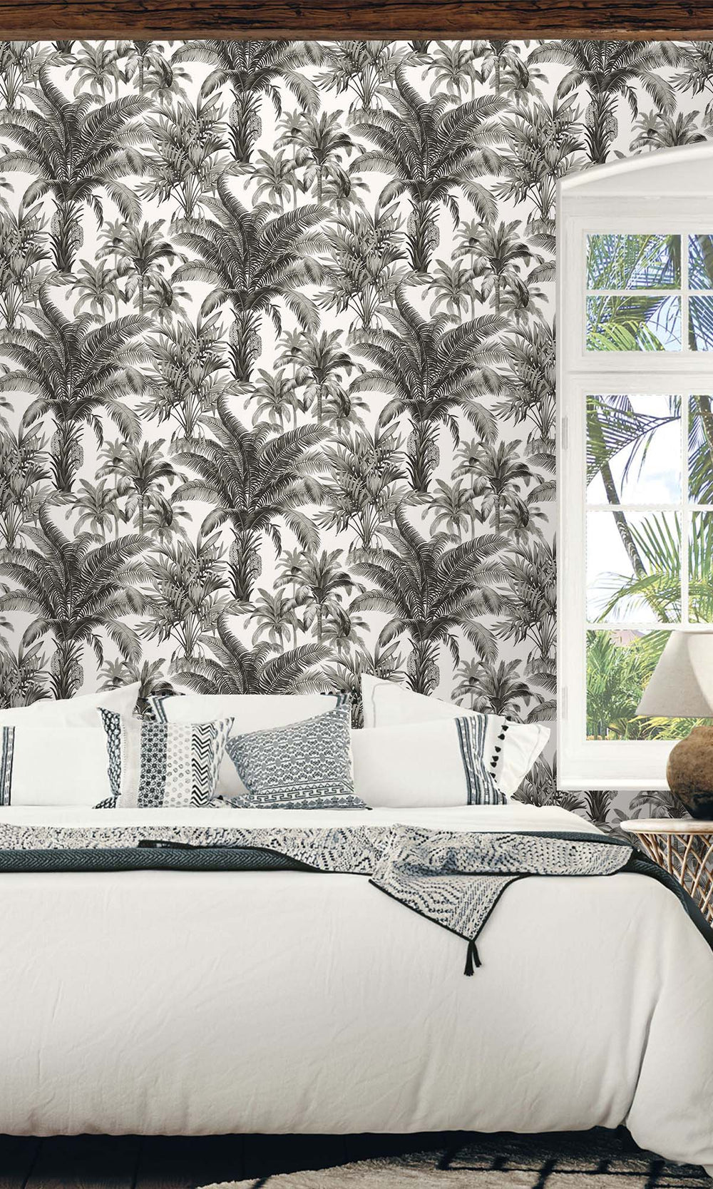 Black Olive Tropical Palm Trees Peel & Stick Wallpaper RPS10525