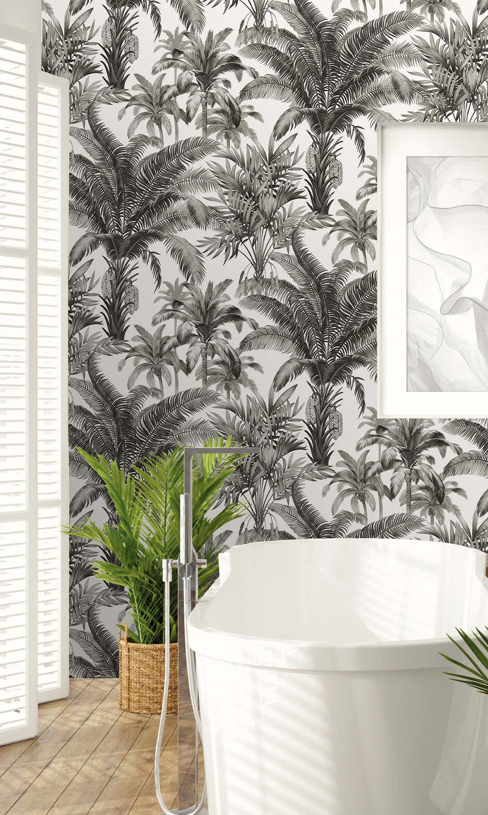 Black Olive Tropical Palm Trees Peel & Stick Wallpaper RPS10525