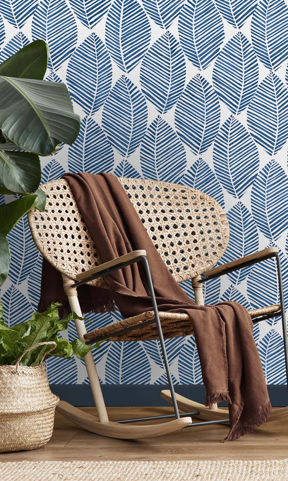 Forest Blues Pressed Leaves Peel & Stick Wallpaper RPS10529