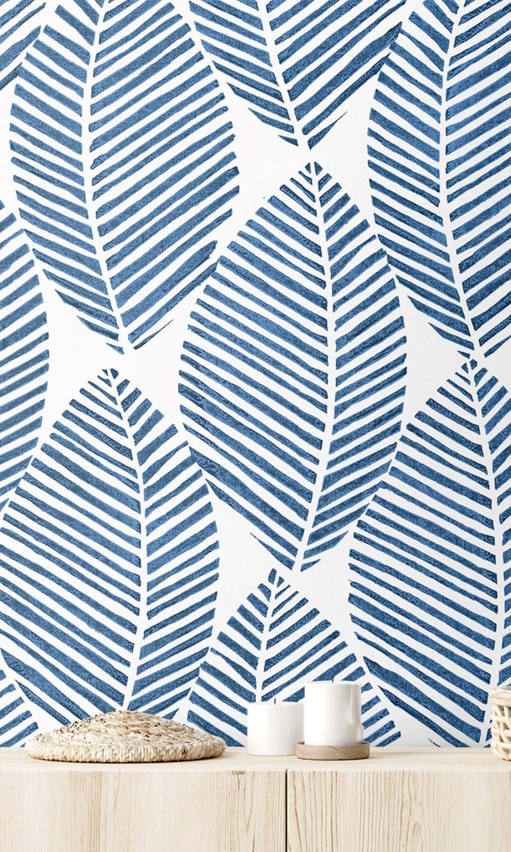 Forest Blues Pressed Leaves Peel & Stick Wallpaper RPS10529