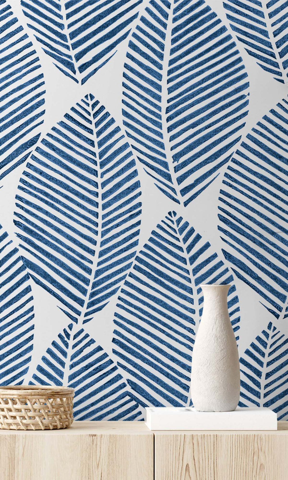 Forest Blues Pressed Leaves Peel & Stick Wallpaper RPS10529