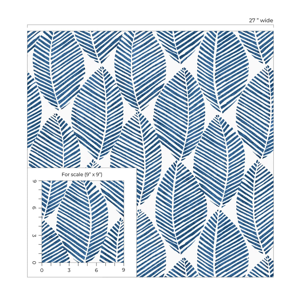 Forest Blues Pressed Leaves Peel & Stick Wallpaper RPS10529