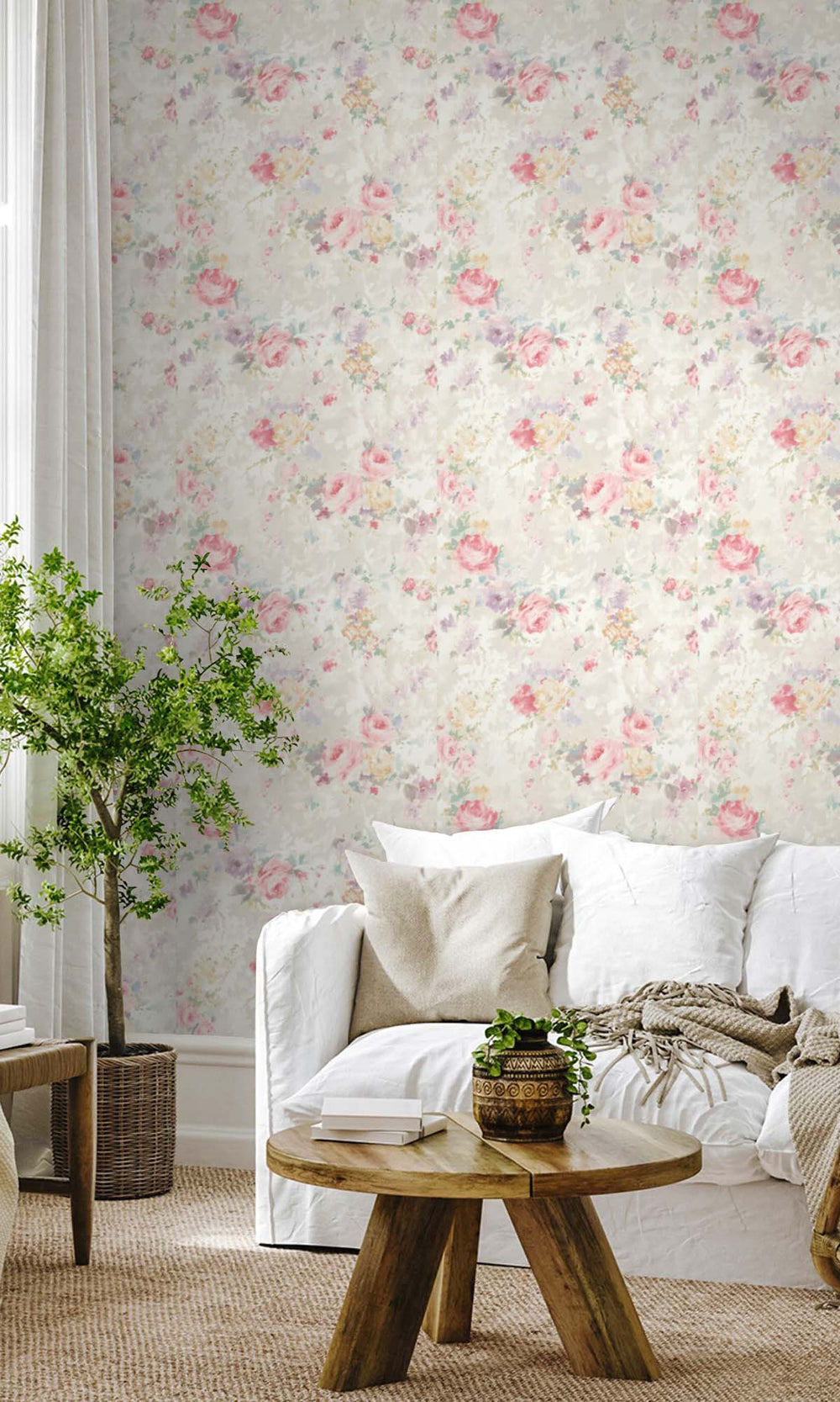 Pink - Multicolor Blooming Roses Peel & Stick Wallpaper RPS10532