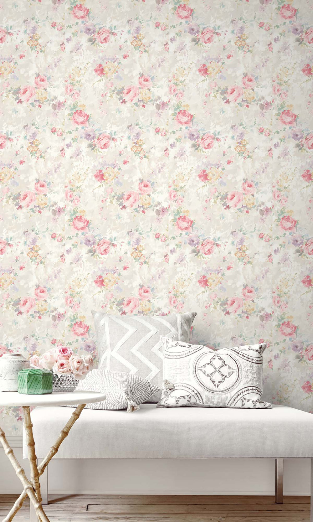 Pink - Multicolor Blooming Roses Peel & Stick Wallpaper RPS10532