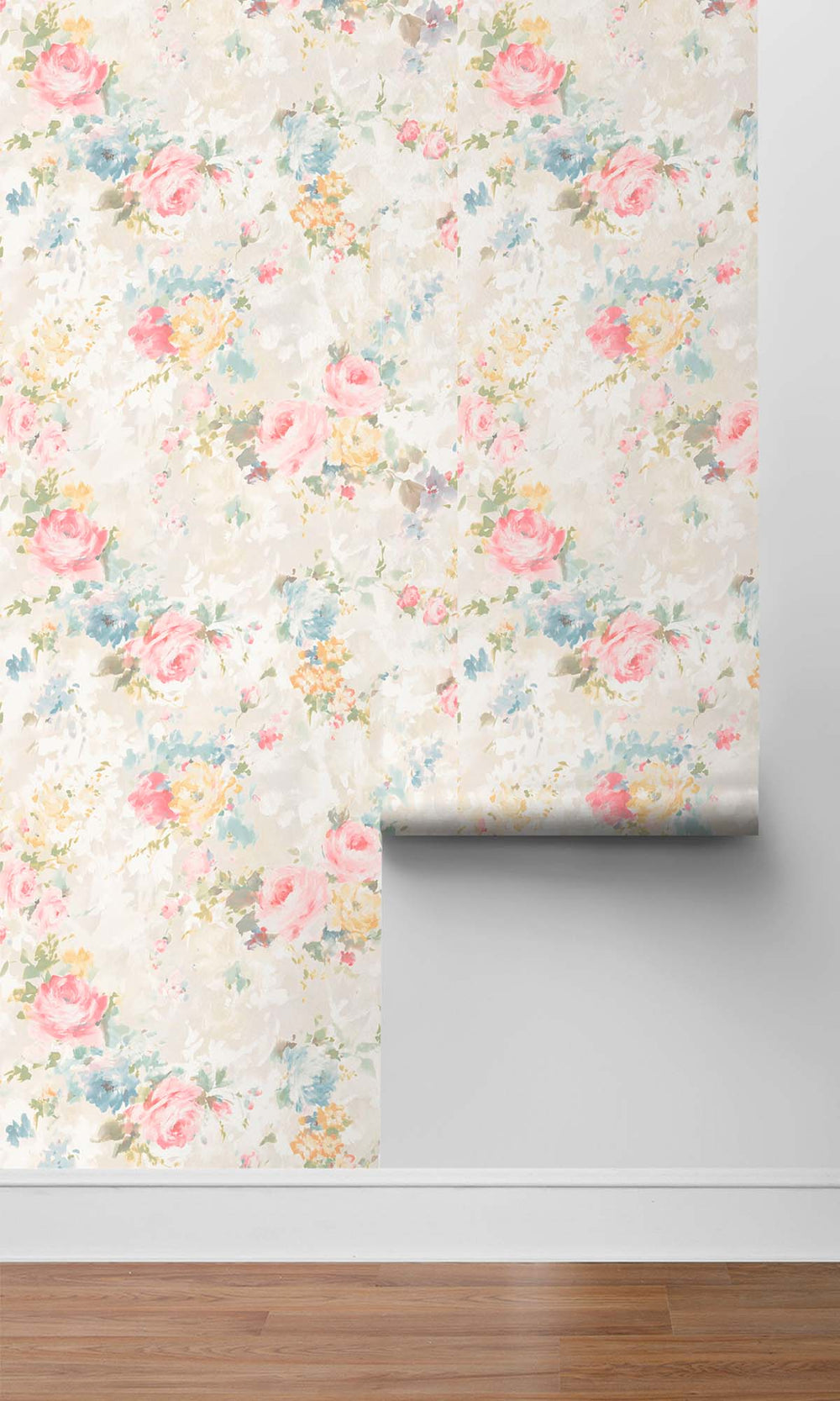 Blue - Multicolor Blooming Roses Peel & Stick Wallpaper RPS10533