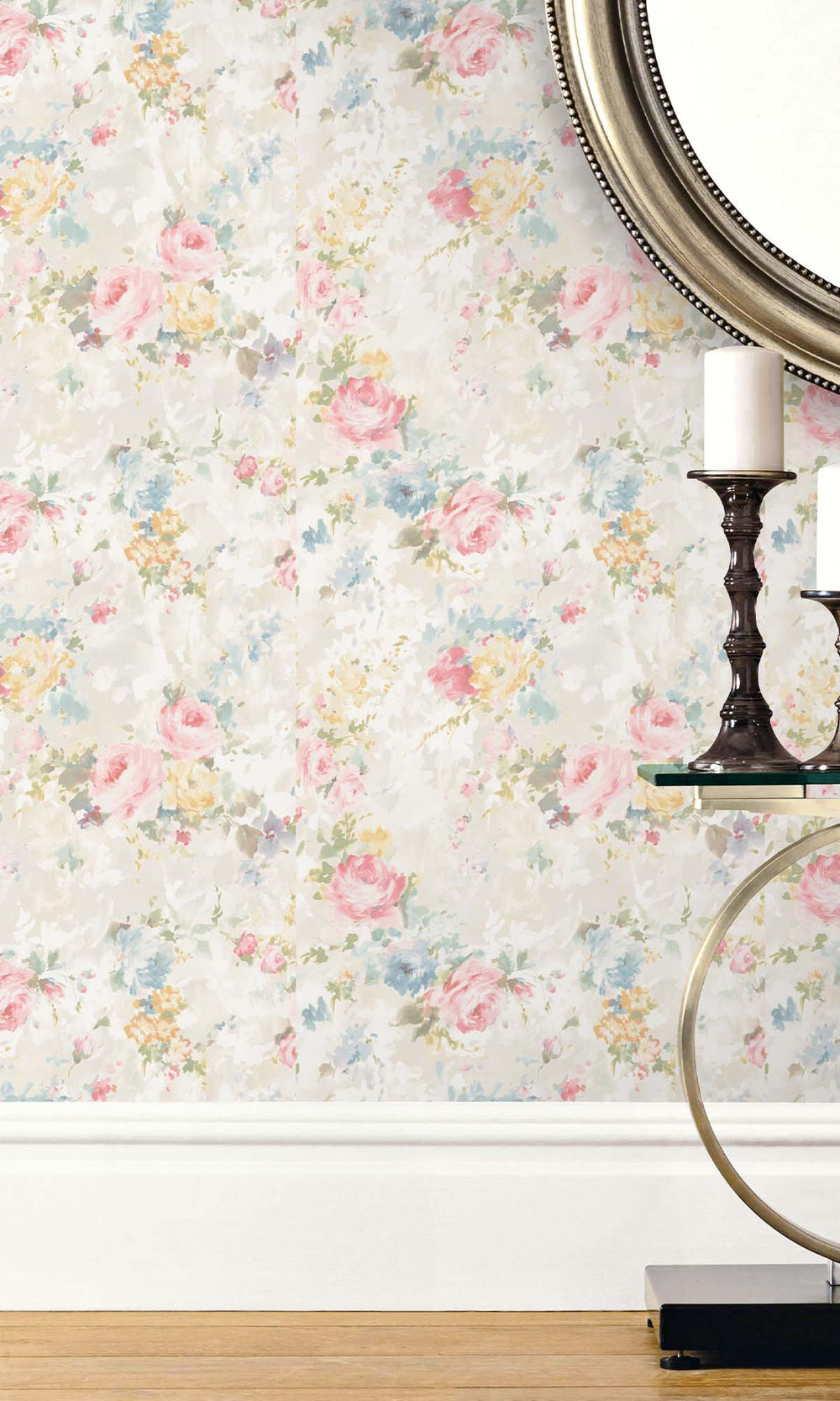 Blue - Multicolor Blooming Roses Peel & Stick Wallpaper RPS10533