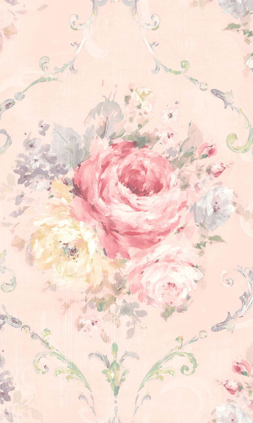 Tranquil Peach Floral Bouquet Peel & Stick Wallpaper RPS10534