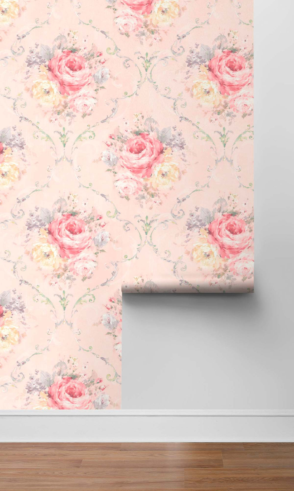 Tranquil Peach Floral Bouquet Peel & Stick Wallpaper RPS10534