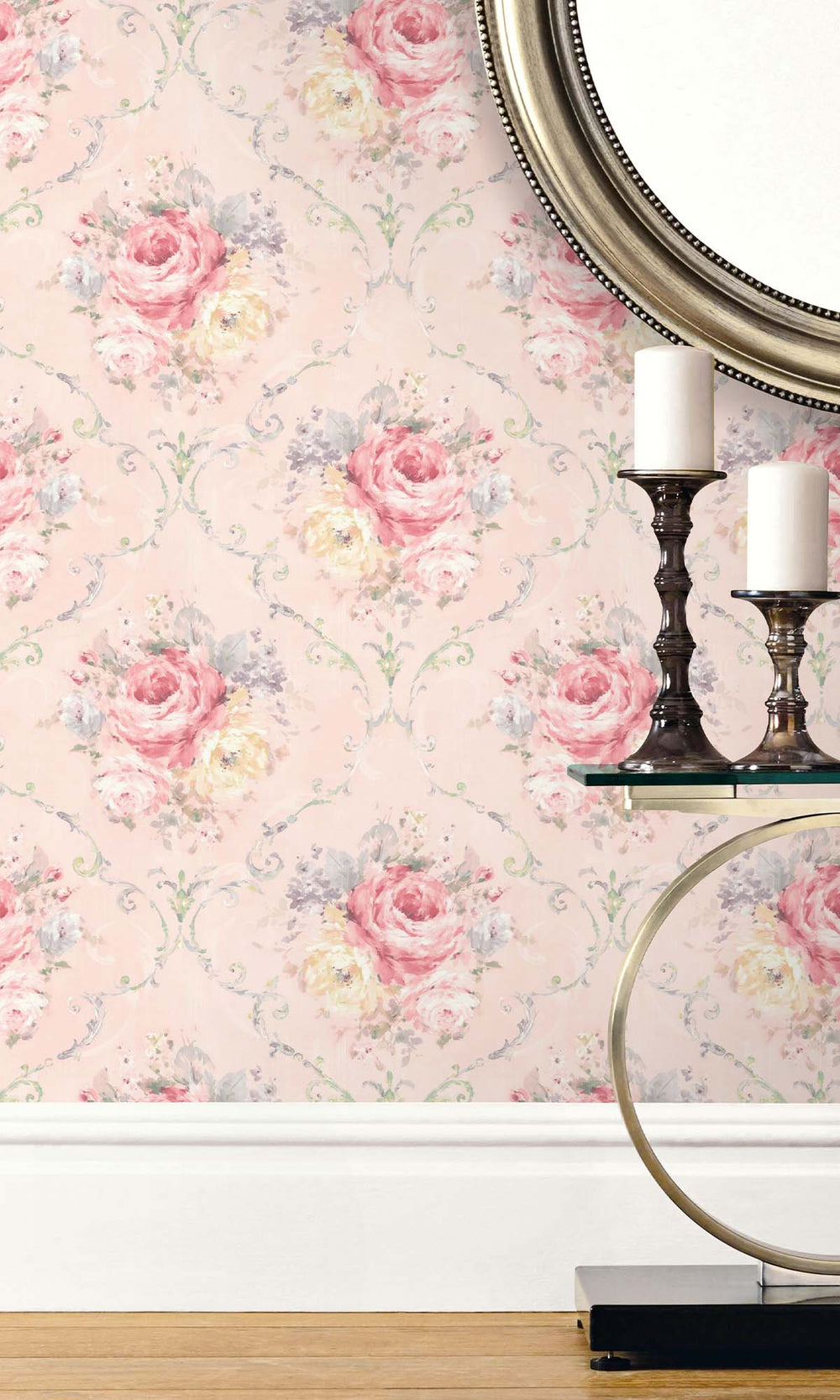 Tranquil Peach Floral Bouquet Peel & Stick Wallpaper RPS10534