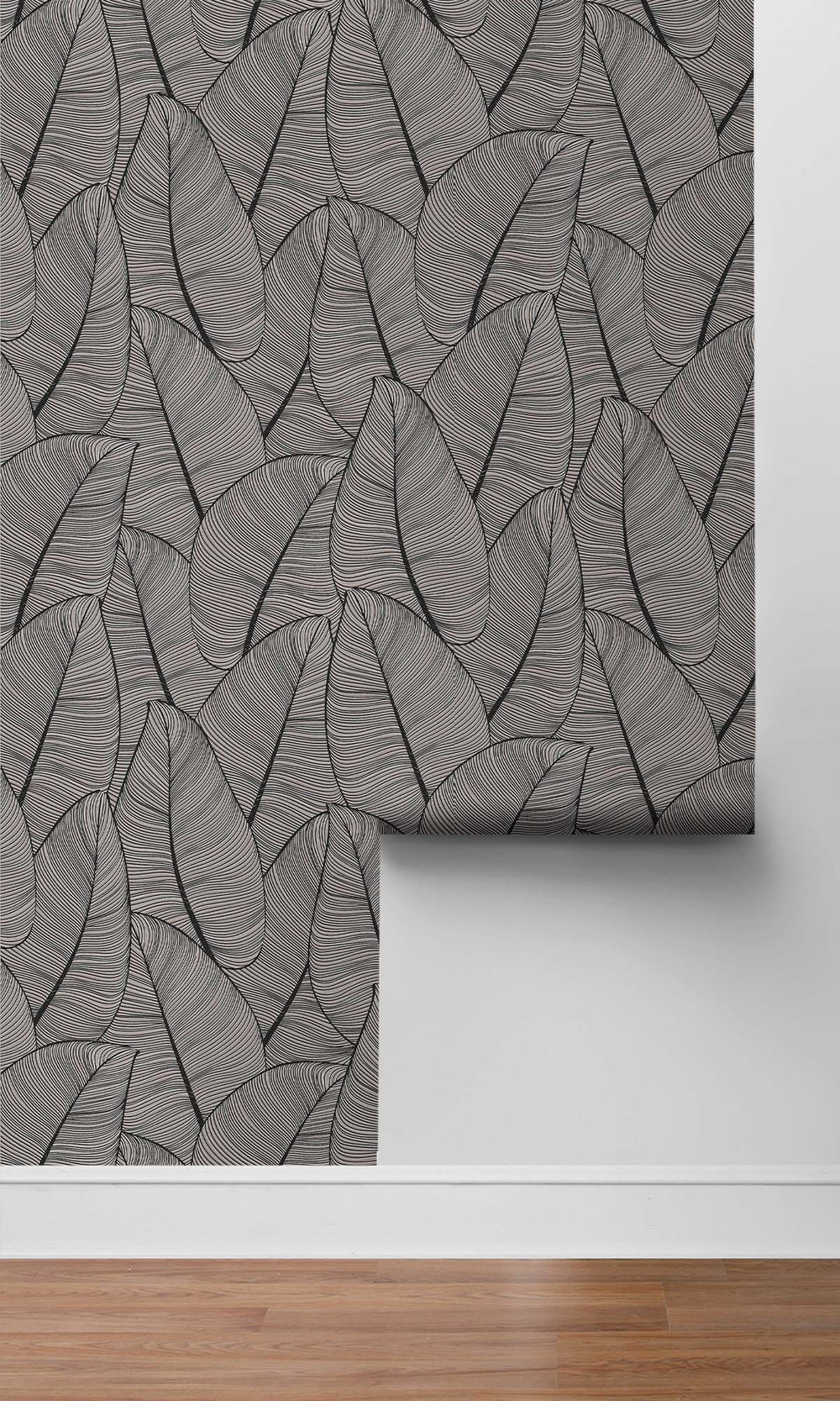 Antique Silver Painterly Leaves Peel & Stick Wallpaper RPS10537