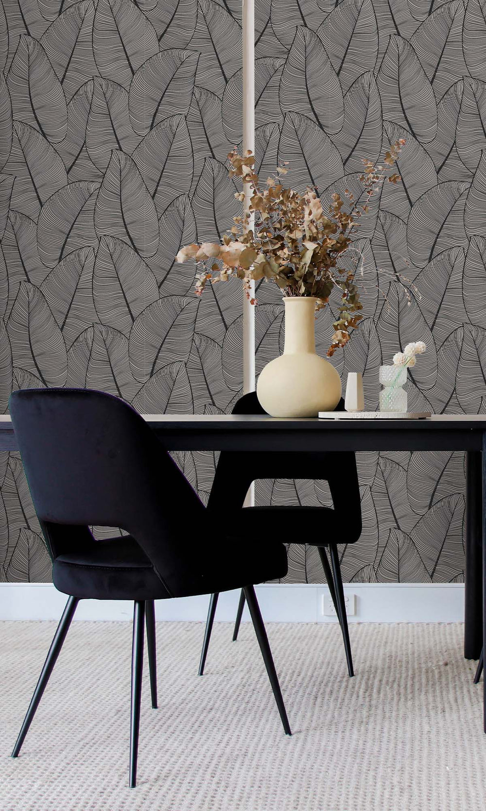Antique Silver Painterly Leaves Peel & Stick Wallpaper RPS10537