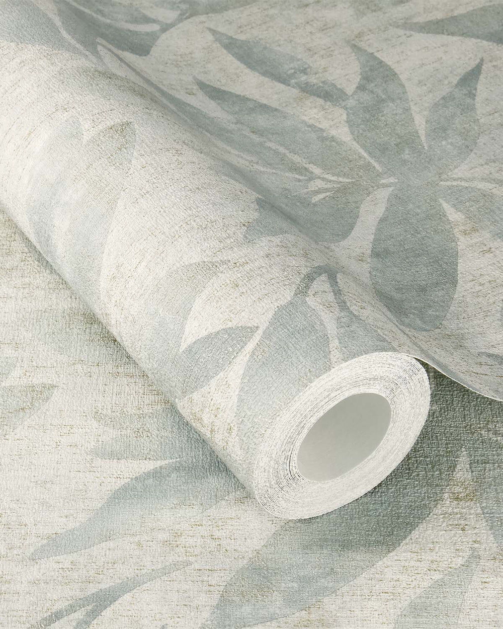 Grey Jade Textured Floral Leaves Wallpaper R10538