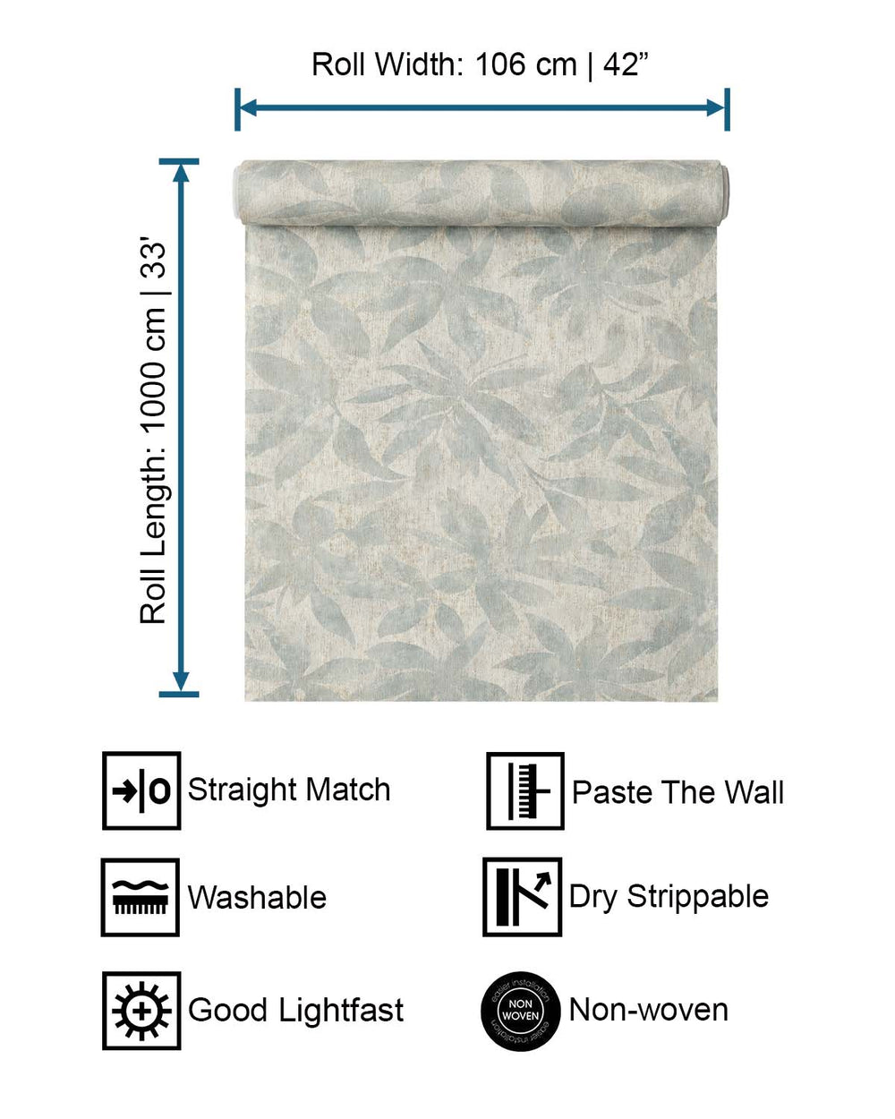 Grey Jade Textured Floral Leaves Wallpaper R10538