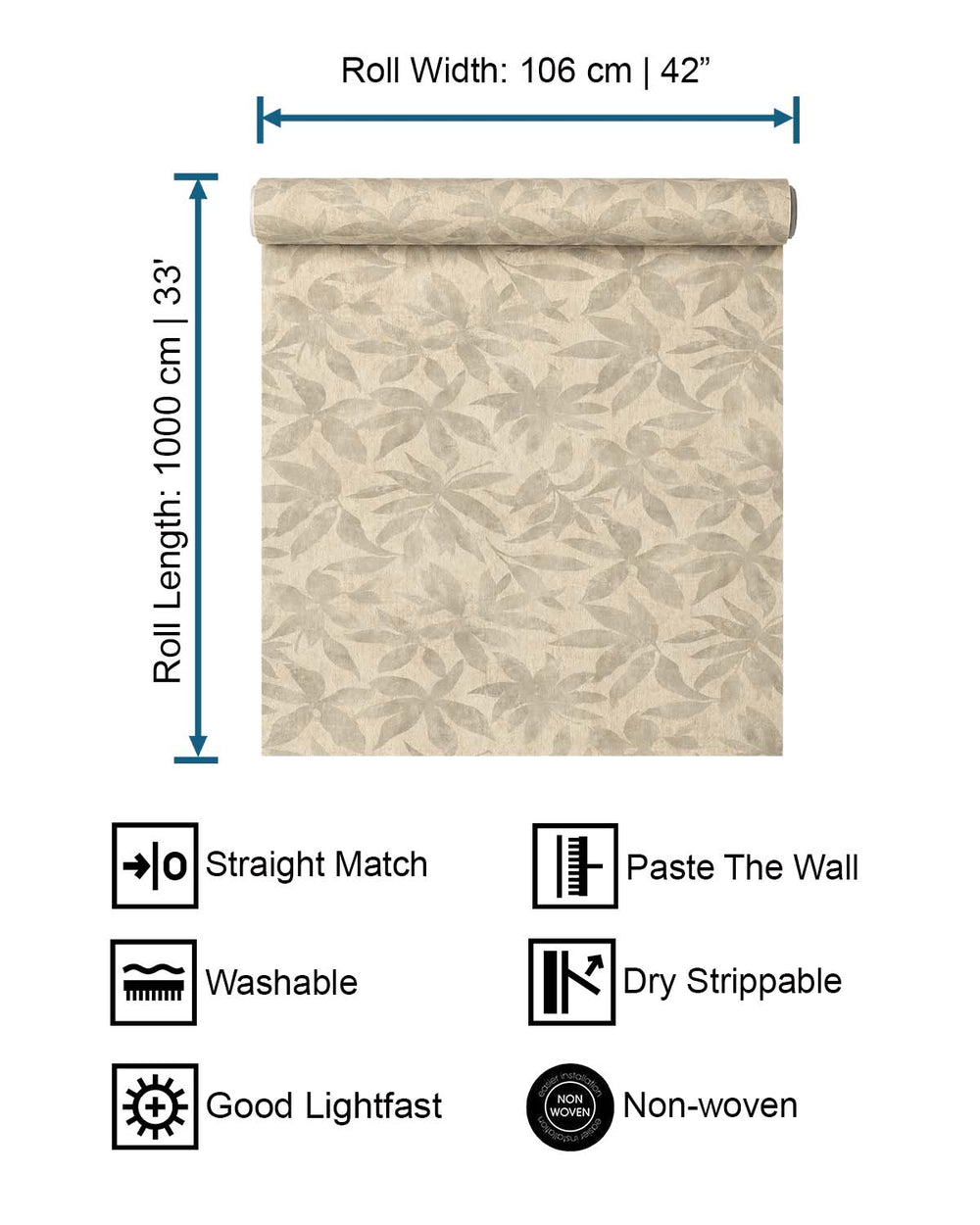 Pigeon Grey Textured Floral Leaves Wallpaper R10539