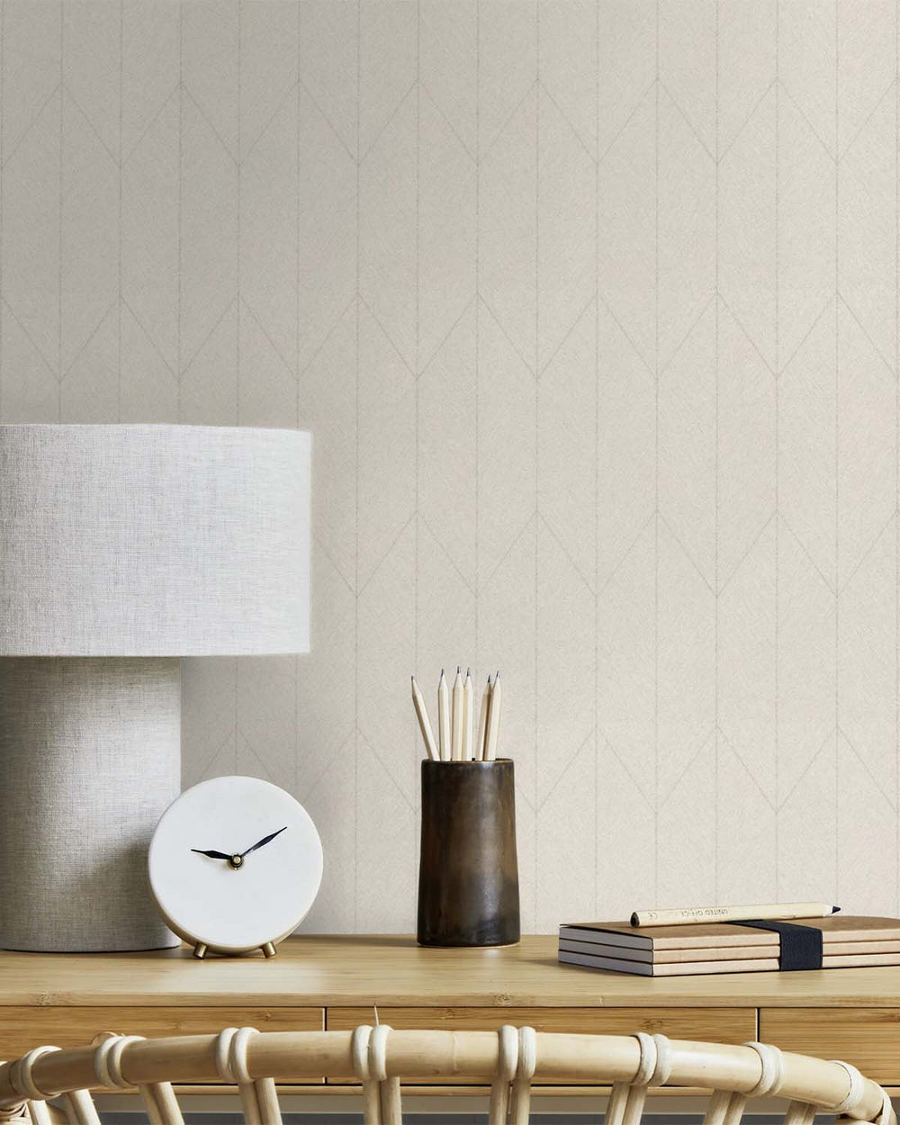 Pearl Oyster Chevron Print Wallpaper R10543