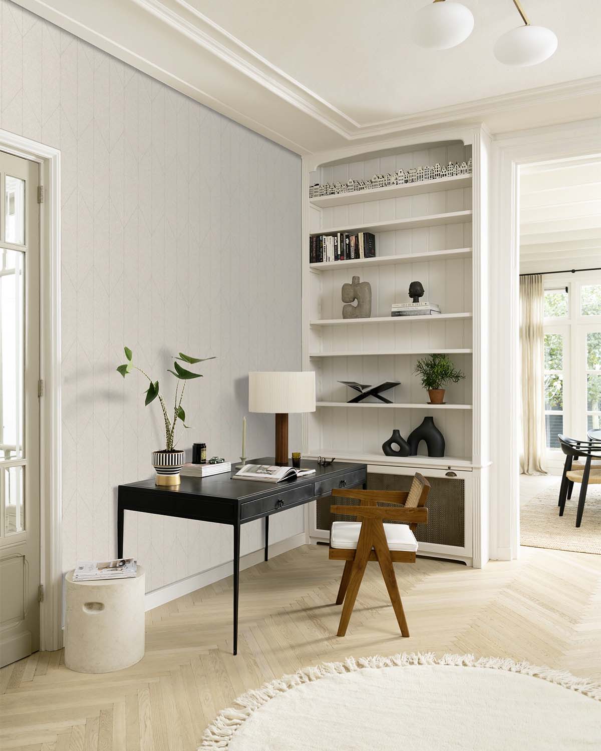 Pearl Oyster Chevron Print Wallpaper R10543