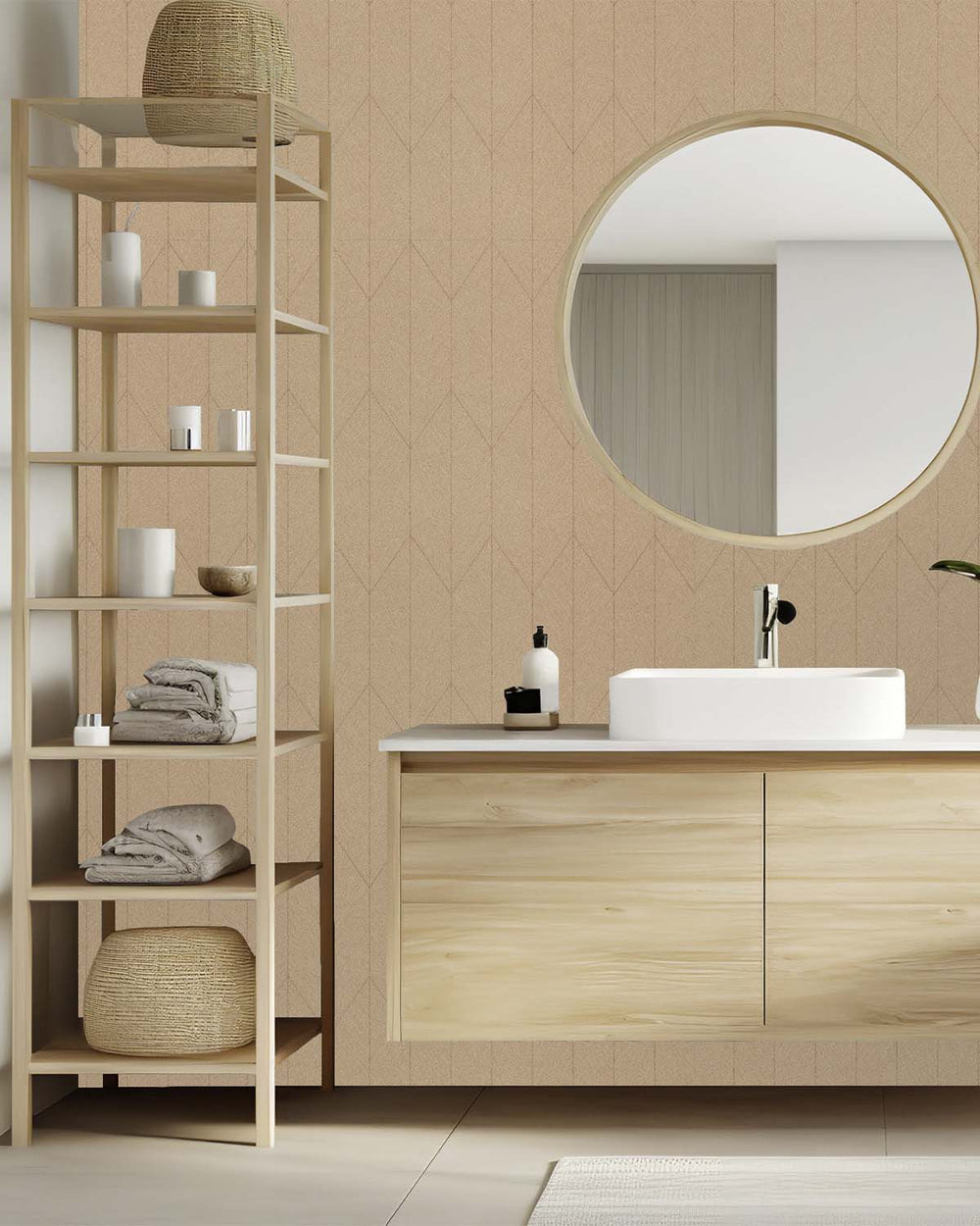 Khaki Chevron Print Wallpaper R10544