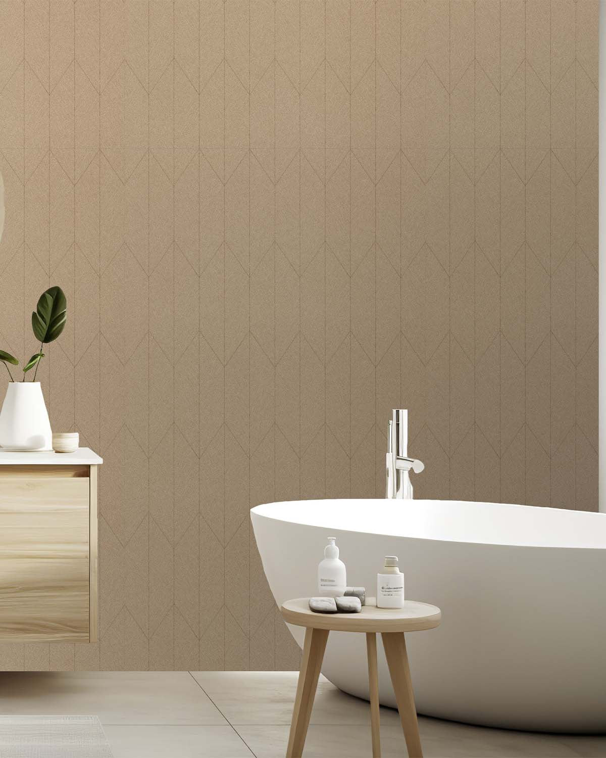 Khaki Chevron Print Wallpaper R10544