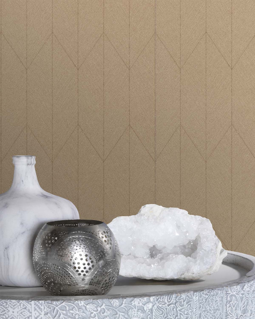 Khaki Chevron Print Wallpaper R10544