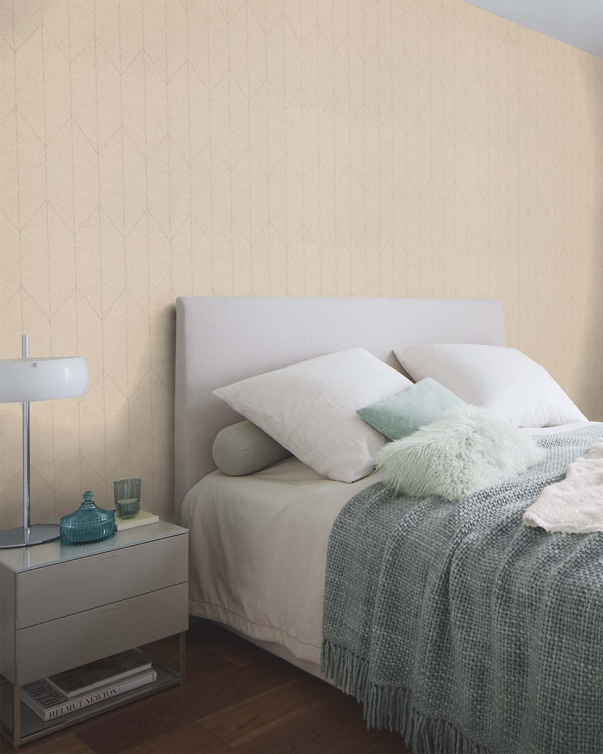 Swiss Coffee Chevron Print Wallpaper R10545