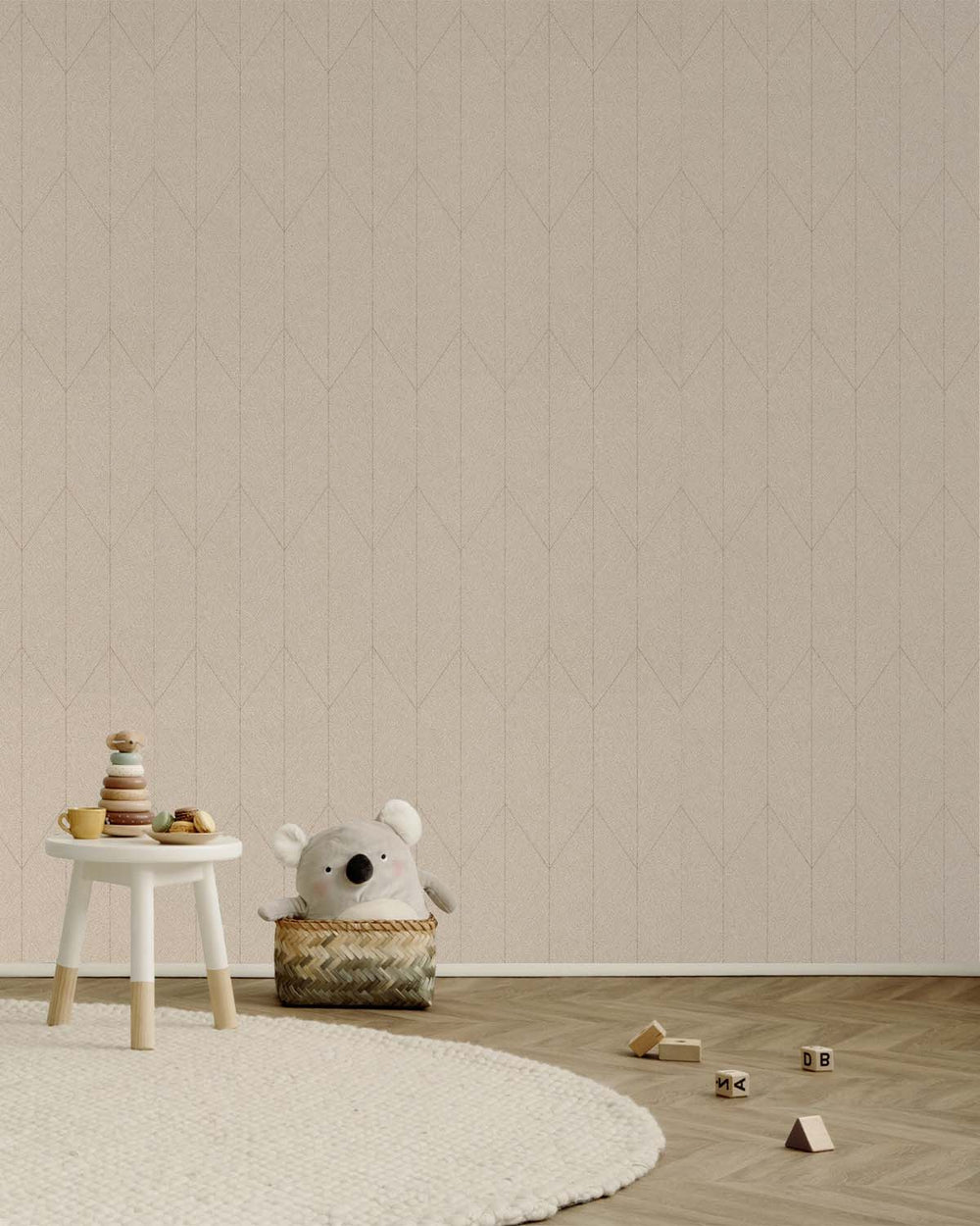Swiss Coffee Chevron Print Wallpaper R10545