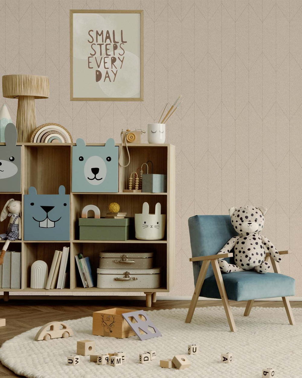Swiss Coffee Chevron Print Wallpaper R10545
