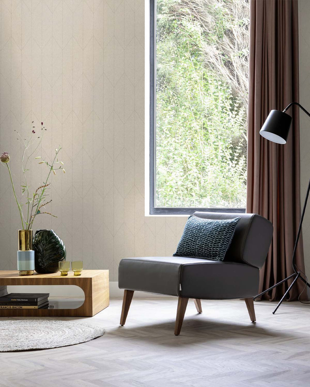 Plaza Taupe Chevron Print Wallpaper R10546
