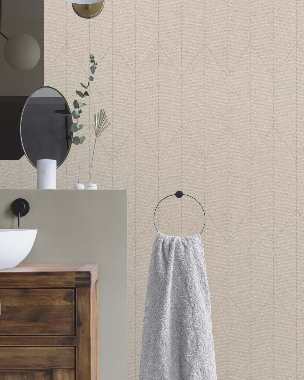 Plaza Taupe Chevron Print Wallpaper R10546