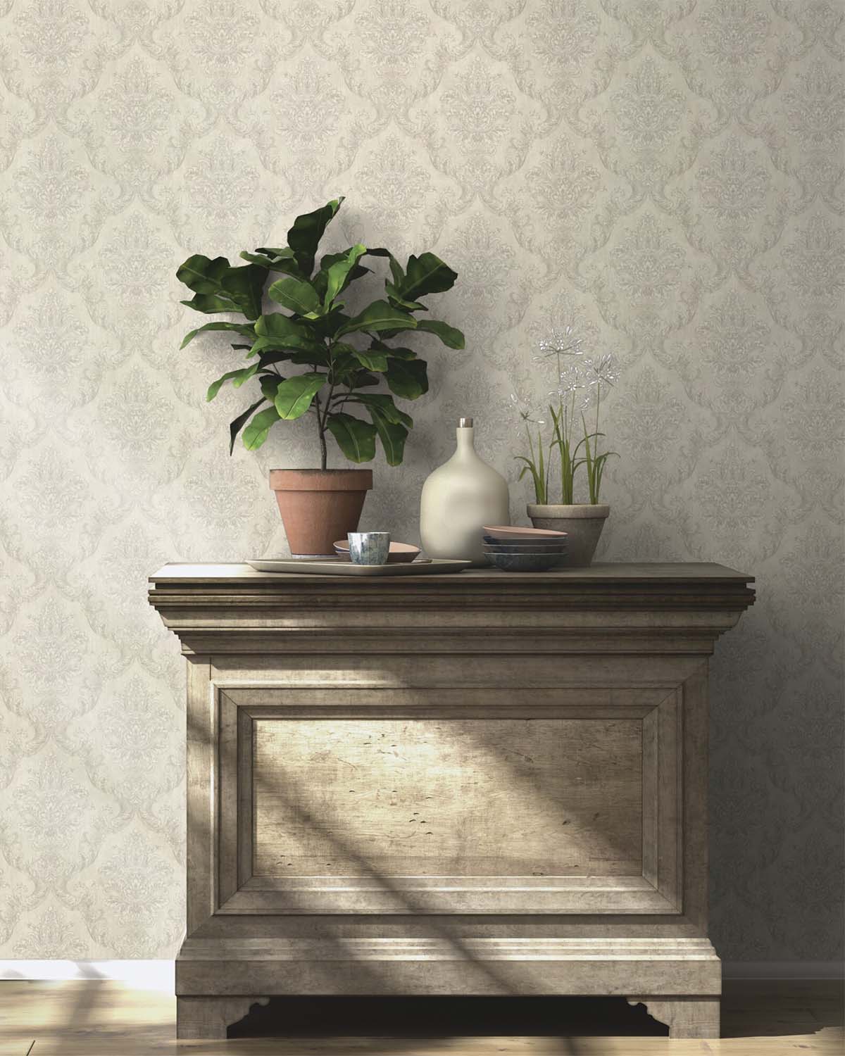 Grey By Me Classic Damask Wallpaper R10549