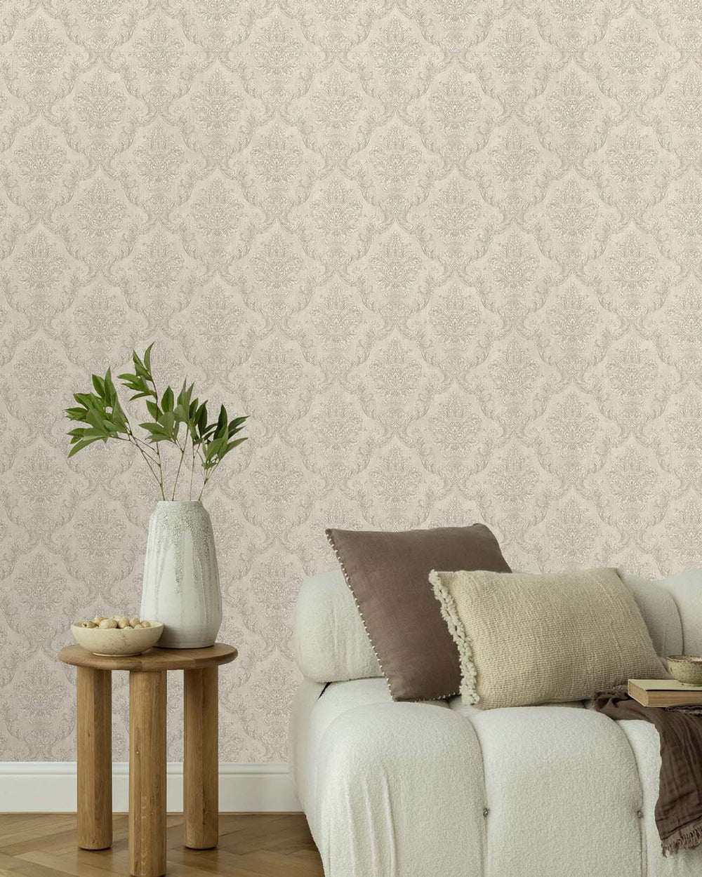 Grey By Me Classic Damask Wallpaper R10549