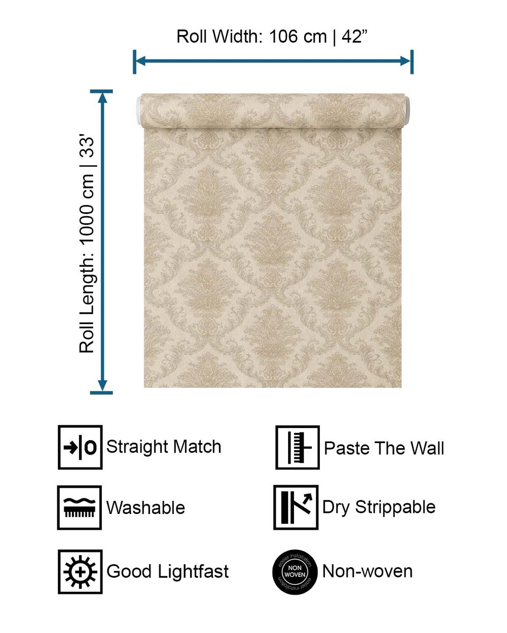 Dusty Trail Classic Damask Wallpaper R10550