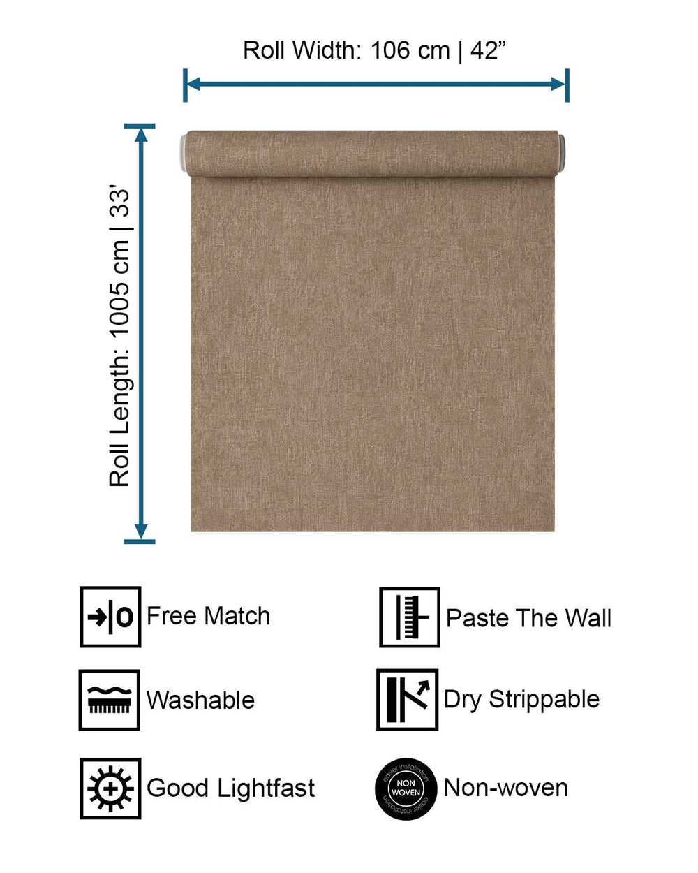 Tobacco Brown Vertical Weave Wallpaper R10553