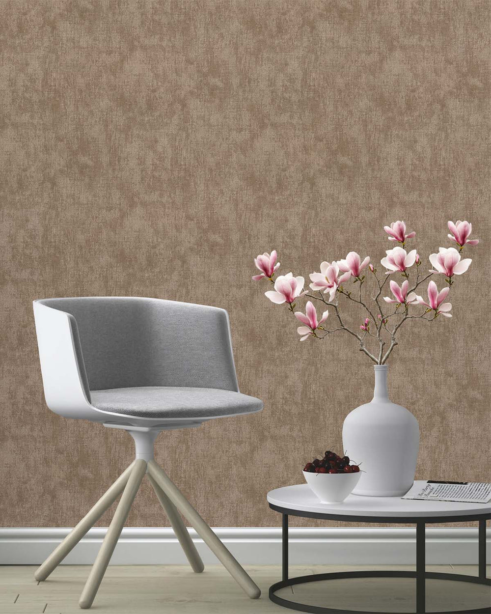 Tobacco Brown Vertical Weave Wallpaper R10553