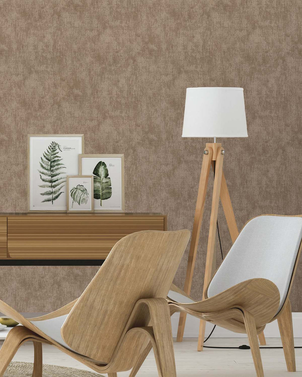 Tobacco Brown Vertical Weave Wallpaper R10553