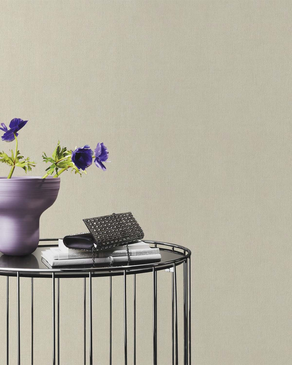 Beige Linen Faux Fabric Print Wallpaper R10559