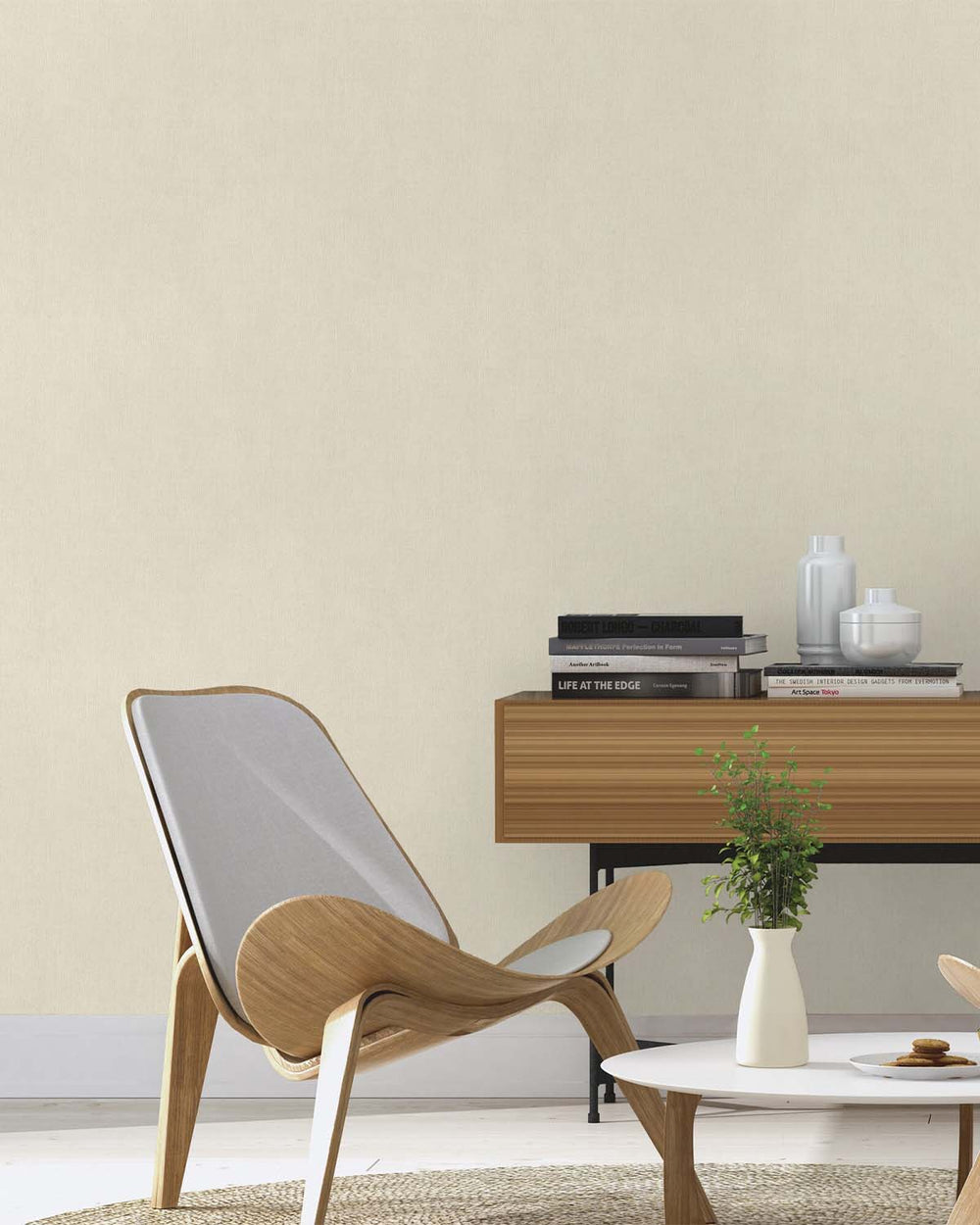 Beige Linen Faux Fabric Print Wallpaper R10559