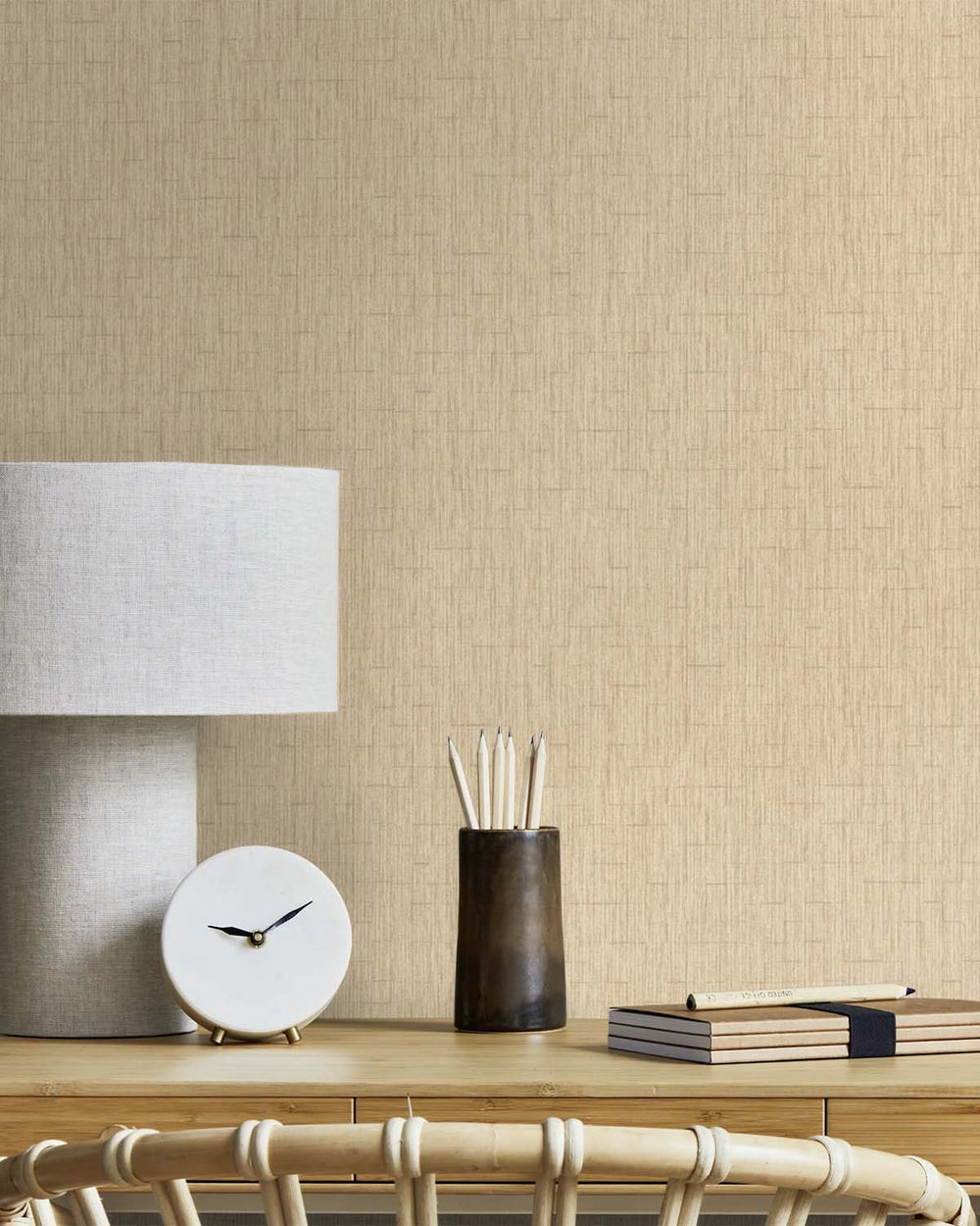 Almond Latte Intertwined Lines Wallpaper R10565