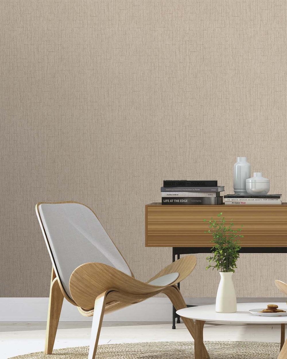 Coral Clay Intertwined Lines Wallpaper R10566