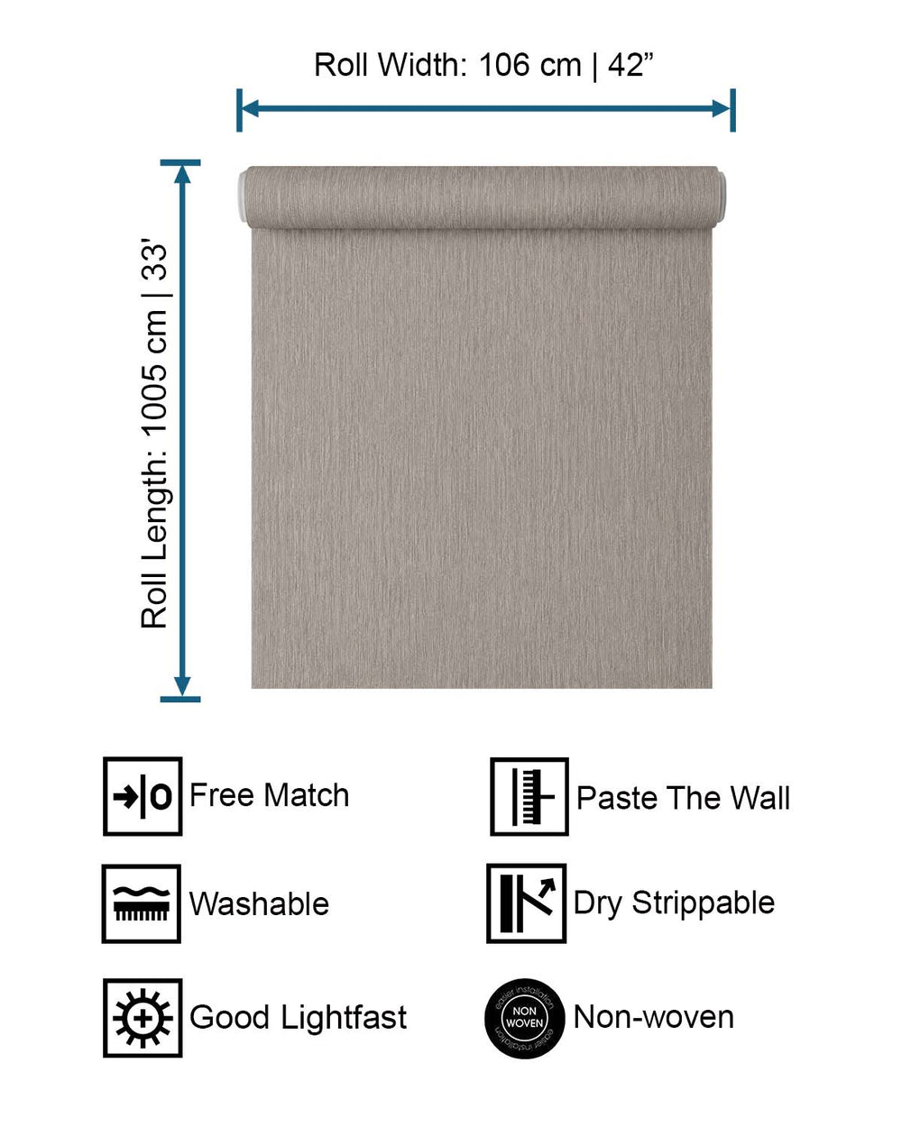 Schooner Grey Plain Print Wallpaper R10574